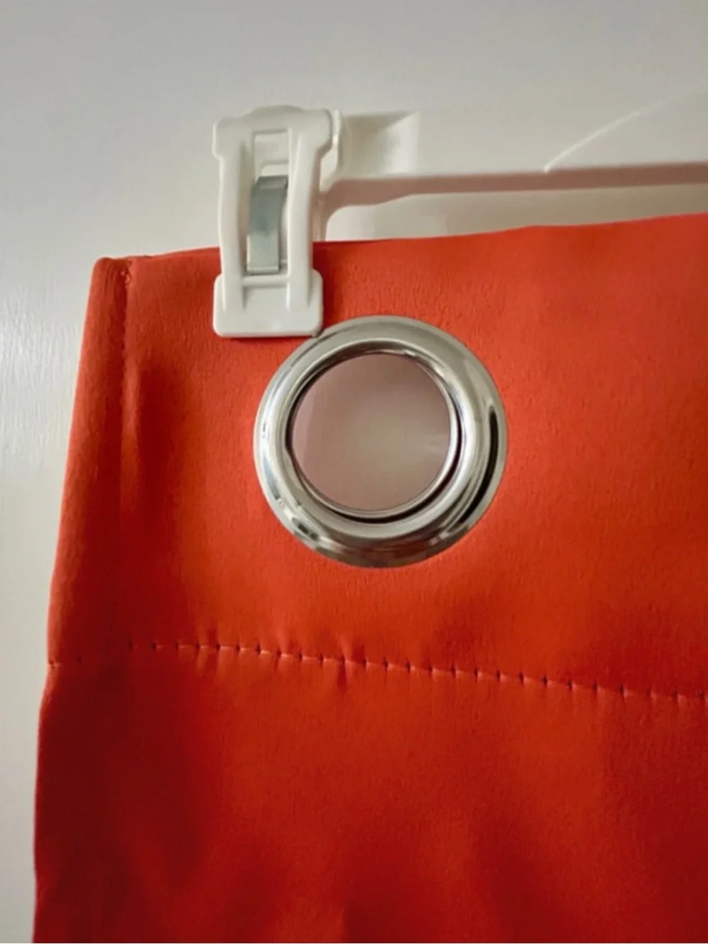 Modern Orange Grommet Curtain Panel - Solid Window Drapery